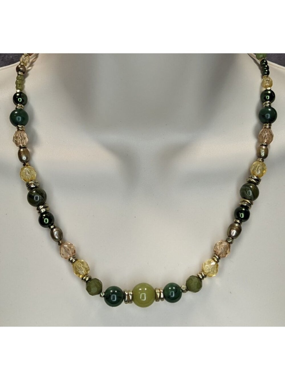 Handmade Earth-Tone Hippie Bohemian Beaded Necklace With Toggle Clasp